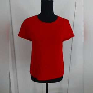 Eileen Fisher Cotton Spandex Knit top Short sleeve Blouses Red Small